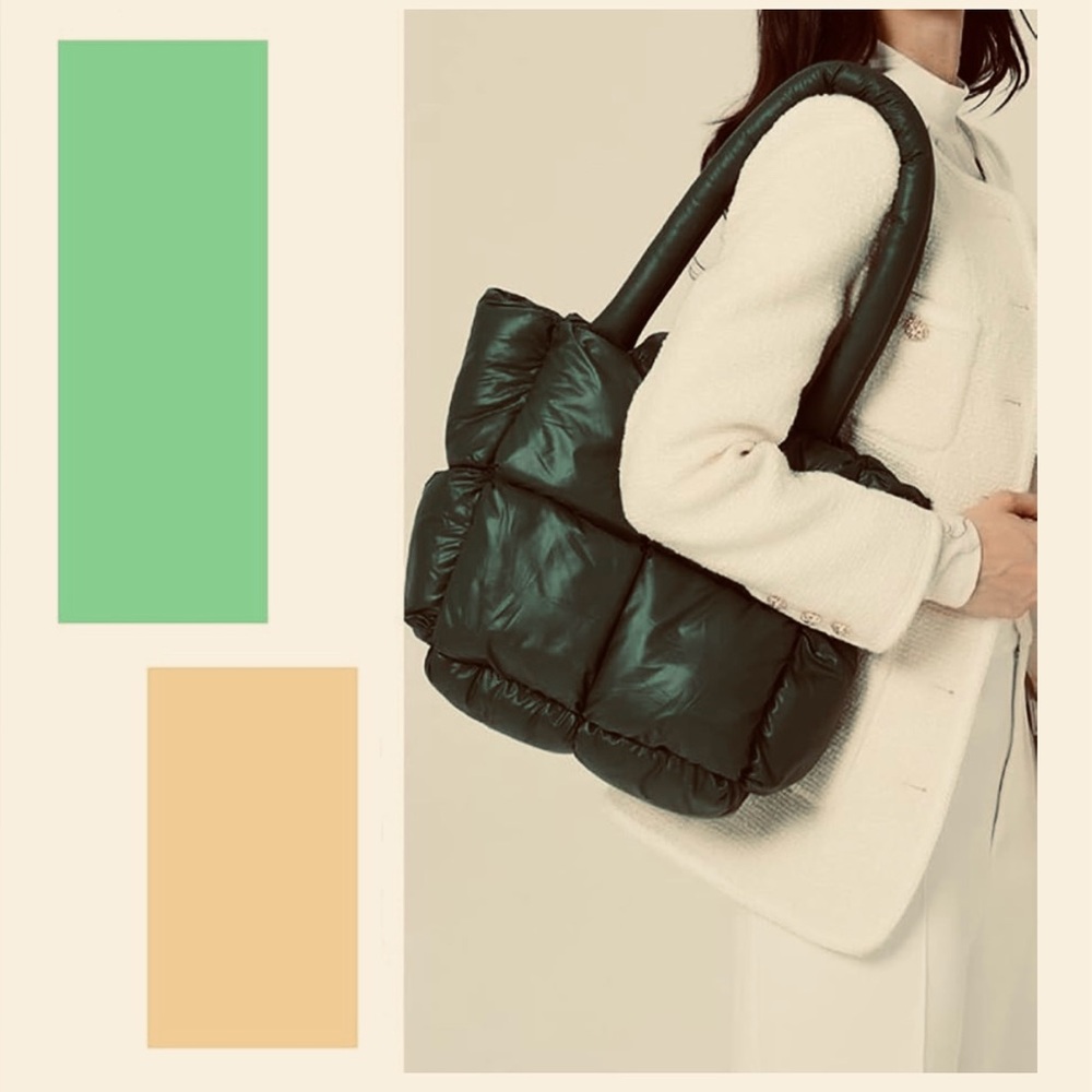 Chic Black Puffer Tote Bag - Picture 5 of 10